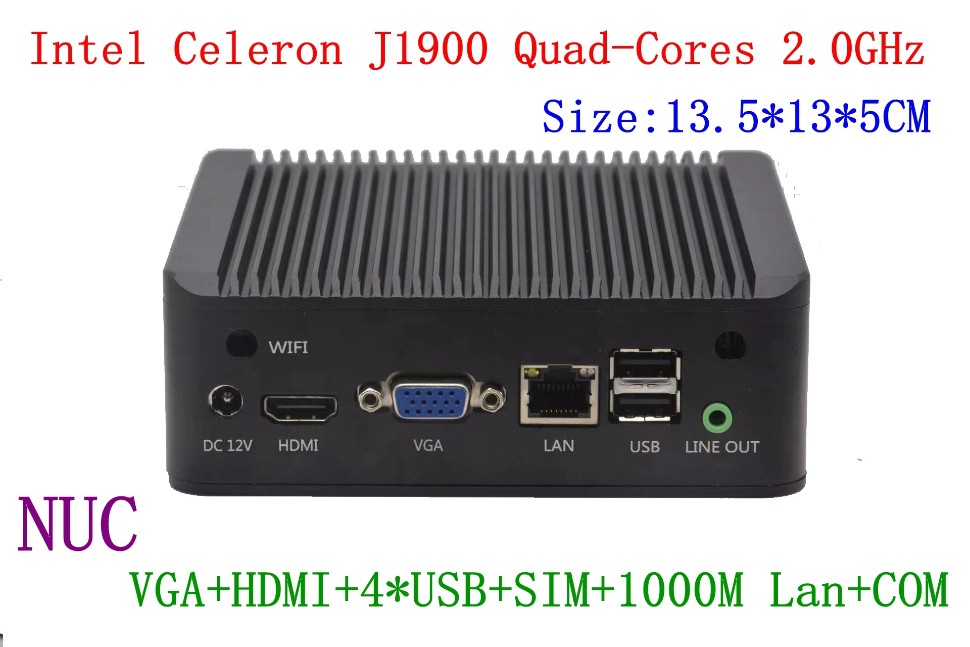 Nuc Fanless Mini Pc Pc Ad Alte Prestazioni Stick Windows 7 8 10 Celeron J1900 Quad Core 2.0Ghz Ssd Wifi Hdmi Vga Usb3.0 Com Sim