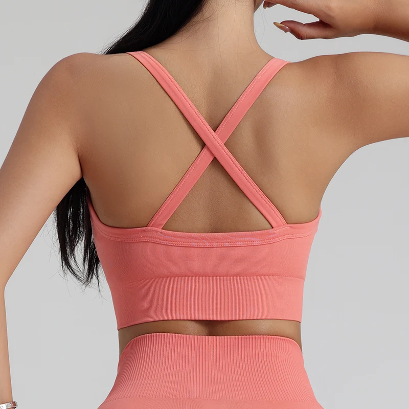 New Nude Yoga Wear Vest Pilates Sports Underwear Femminile Summer Sexy Back Fitness Yoga Bra Training Clothes Top Collant