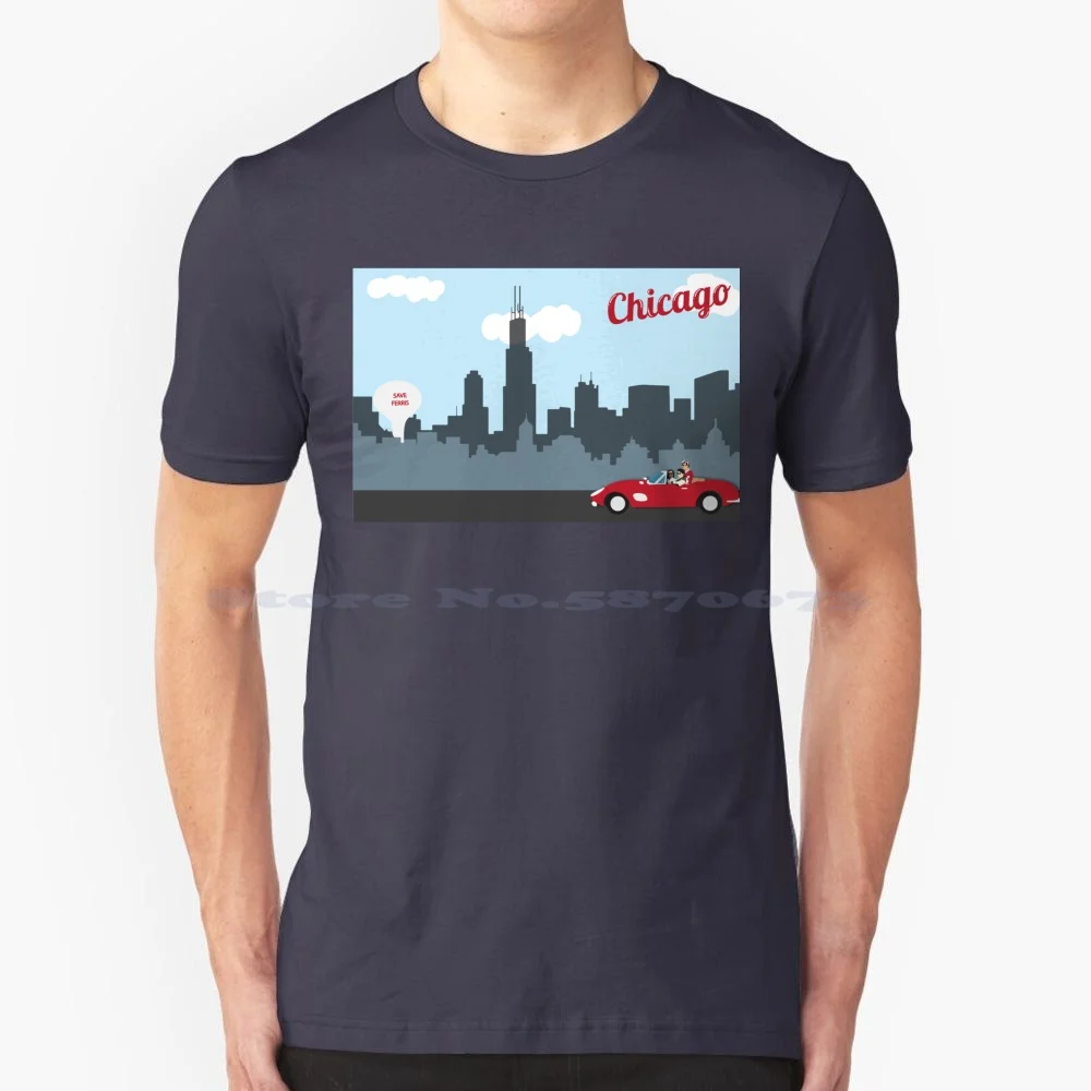 You You My Hero T Shirt 100% Cotone Tee Chicago Ferris Bueller Ferari Red Convertible City Skyline Driving Road Save Ferris