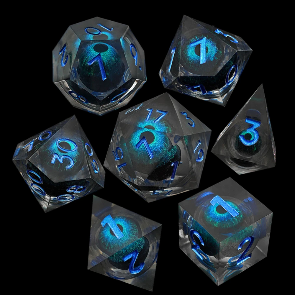 Mini Plan Set Di Dadi In Resina Poligonale Liquid Core Devil'S Eye Set Di Dadi Per Rpg Dnd Desktop Game Dragon Eye D & D Set Di Dadi