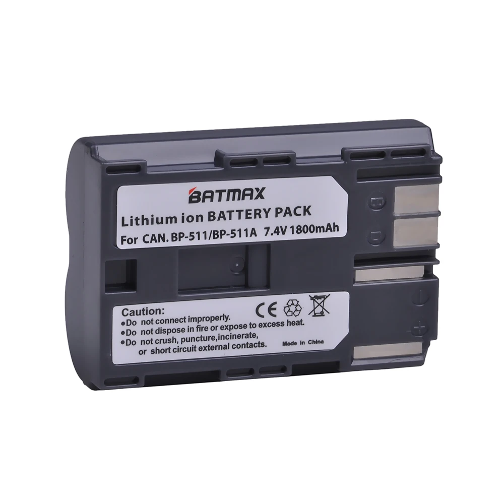 Batteria 1800Mah Bp-511 Bp-511A Bp 511A Per Batterie Canon Bp-511, Bp-511A, Bp511, Bp511A E Eos 5D, 10D, 20D, 30D, 40D, 50D