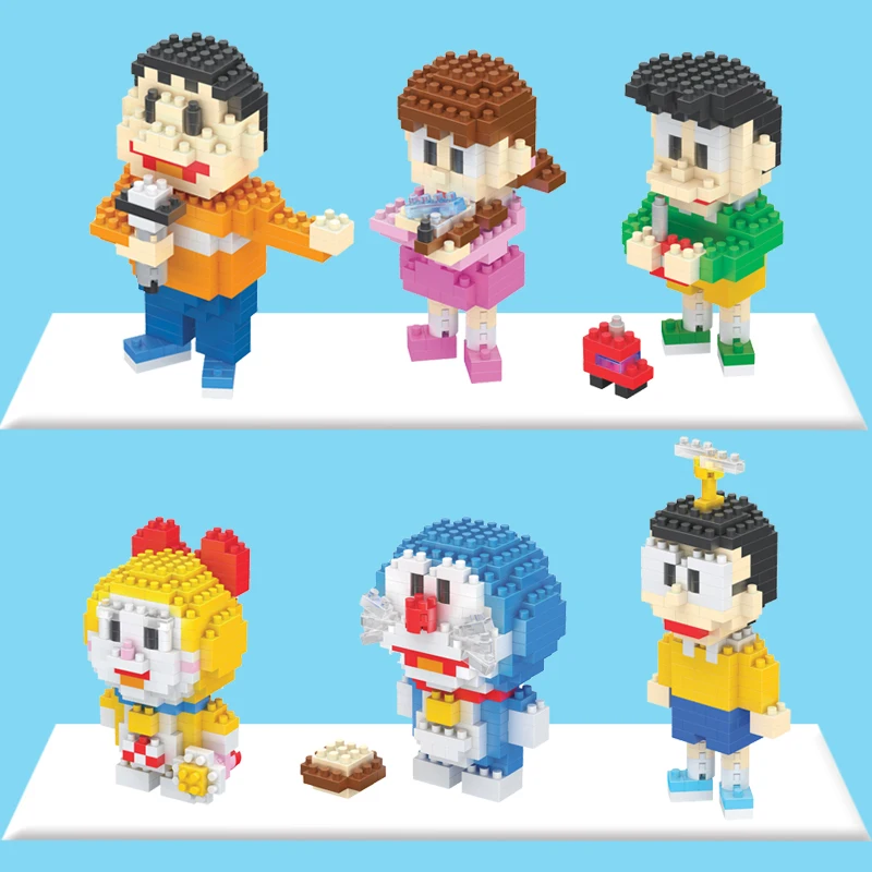 Nobita Magic Building Blocks Doraemon Cartoon Shizuka Minamoto Honekawa Big G Figures Connection Brick Model For Block Toys