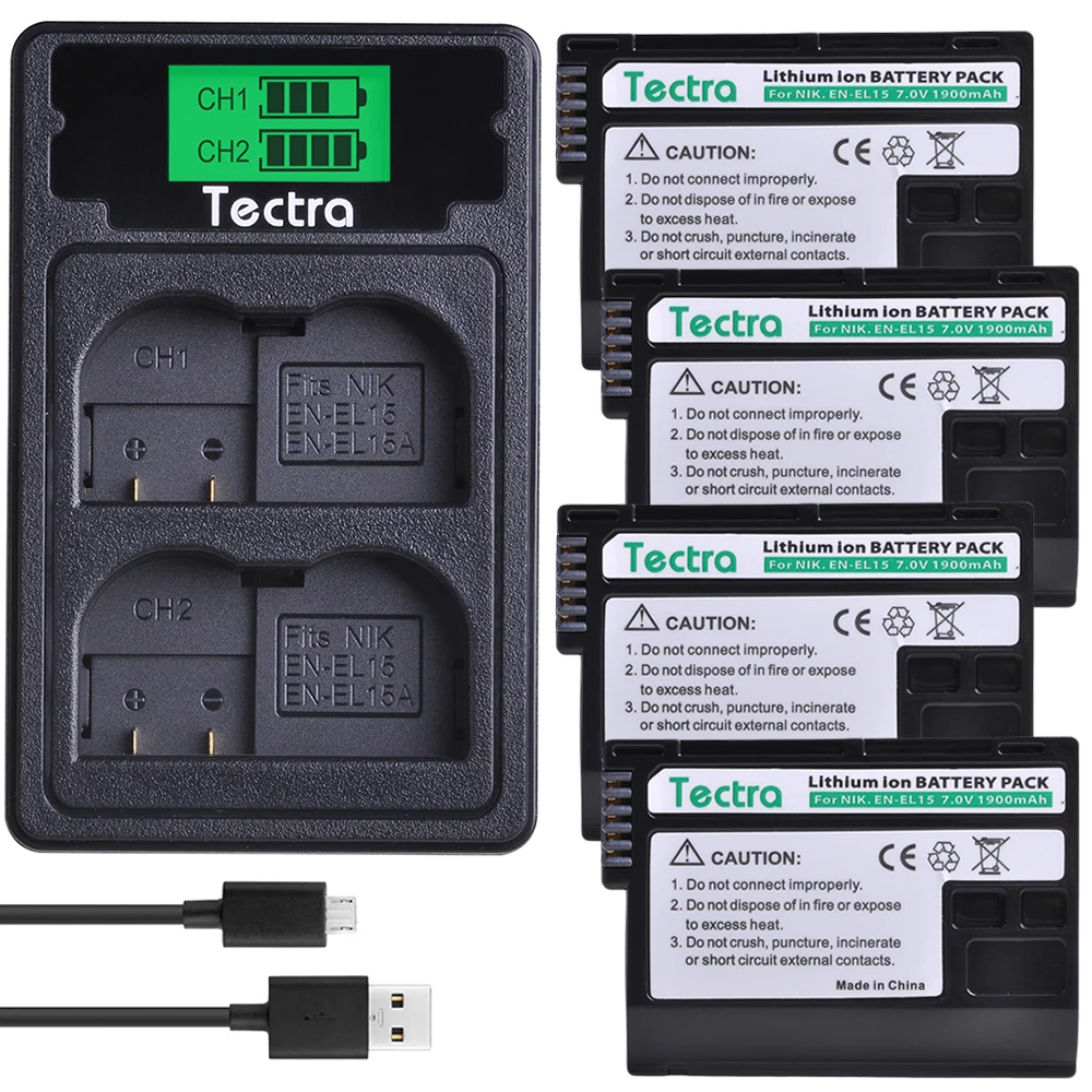 4Pcs En-El15 En El15 El15 Batteria + Lcd Del Caricatore Del Usb Di Tipo C Porta Per Nikon D600 D610 D800 D800E D810 D7000 D7100 D7200