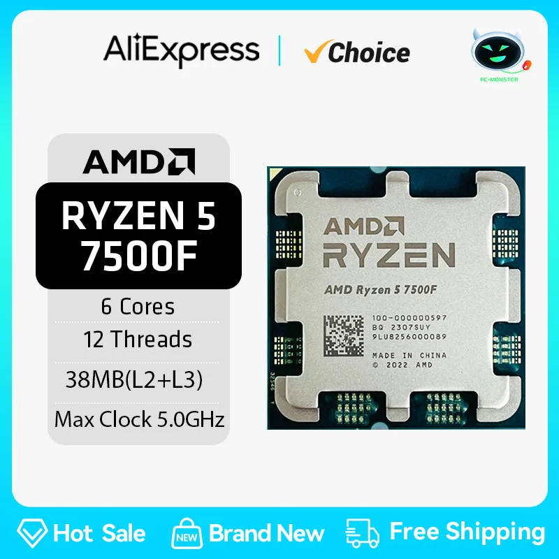 Amd Ryzen 5 7500F R5 7500F Cpu Ryzen Processor 6 Core 12 Thread 65W 5Nm Socket Am5 Procesador Applefares Muslimah Pc Gamer Desktop