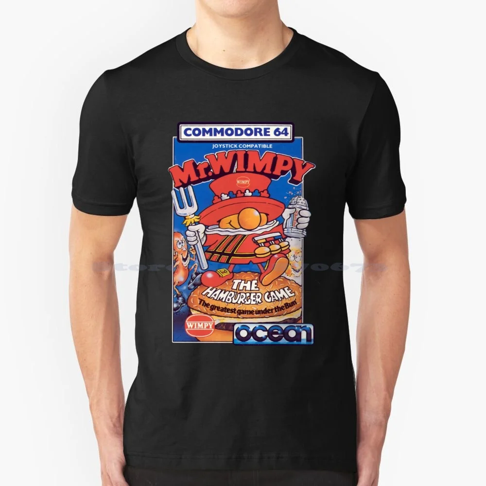 Mr.Wimpy The Hamburger Game Per Commodore 64 T Shirt 100% Cotone Tee Wimpy Retro Anni '80 1980S Burger Amiga Gaming Old School