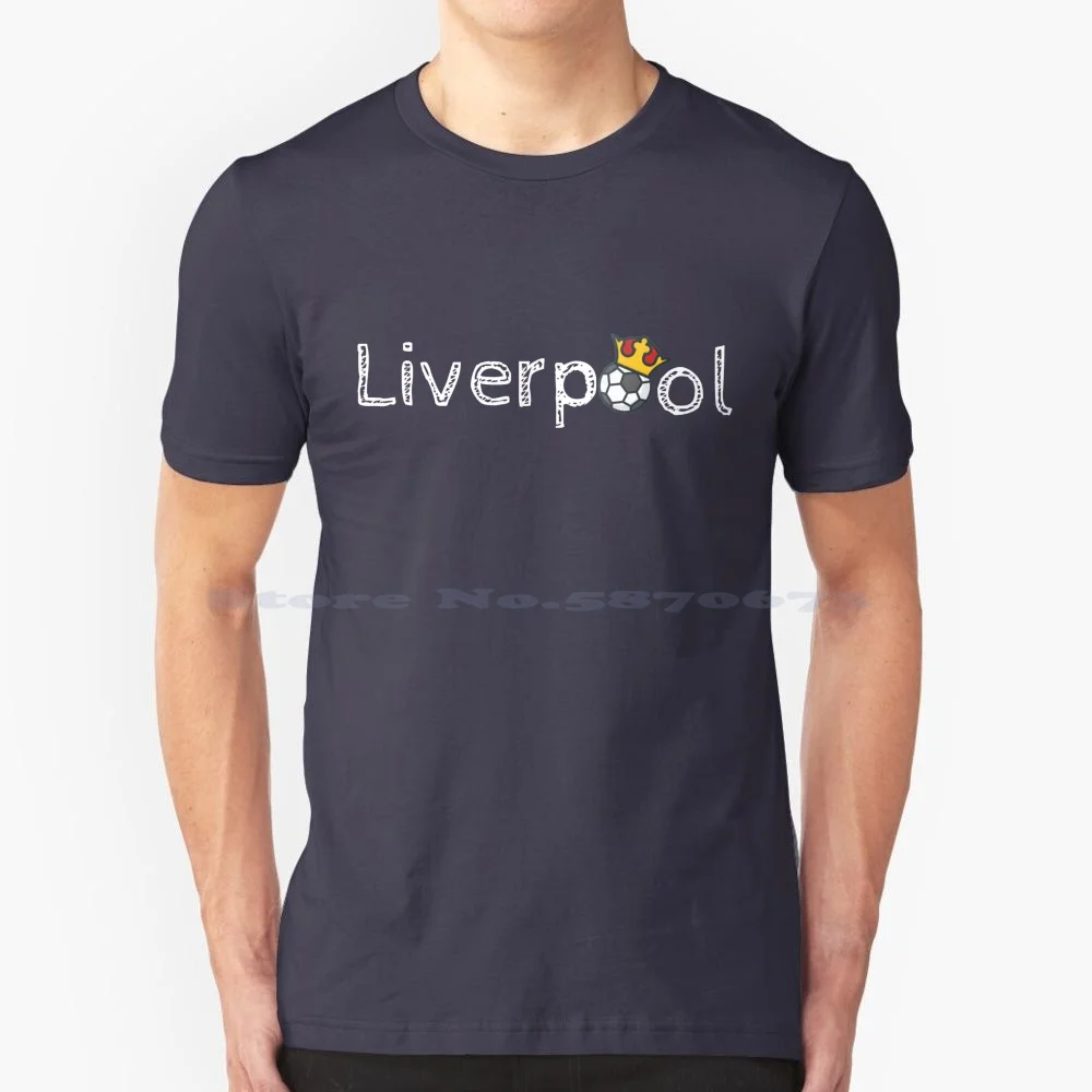 Maglietta 100% Cotone Tee Crown Football Team Soccer Ultras King Ynwa England You Never Walk Alone Mo Salah 6 Volte Club
