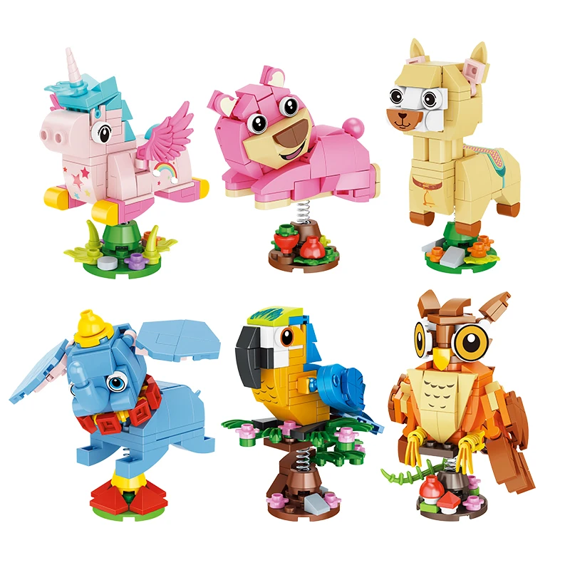 5-12Cm Unicorno Dumbo Alpaca Nave Pirata Navi Da Crociera Cosmic Ufo Avocado Carote Blocchi Di Mais Mini Action Figure Toys