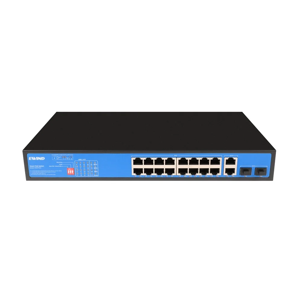 Switch Poe Gigabit Completo Switch Ethernet A 16 Porte 10/100/1000M Con 2 Porte Gigabit Fibra Rj45 E Switch Di Rete Con Slot Sfp Da 2*1000M