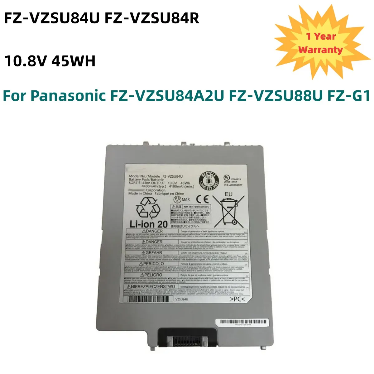 Fz-Vzsu84U Fz-Vzsu84R Batteria Per Laptop 10.8V 45Wh Per Tablet Pc Panasonic Fz-Vzsu84A2U Fz-Vzsu88U Fz-G1