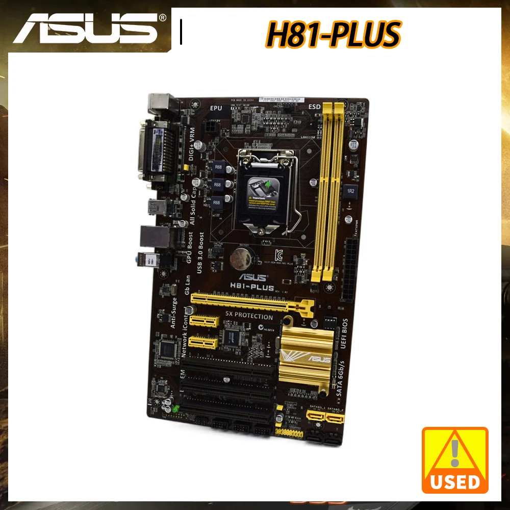 Scheda Madre Asus H81-Plus Scheda Madre 1150 Ddr3 Intel H81 Dual Channel 16Gb Sata3 Pci-E X16 Atx Supporto Core I5-4460 I3-4350 Cpu
