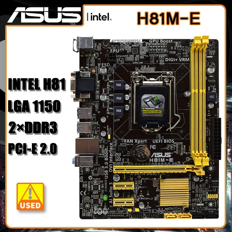 Scheda Madre Lga 1150 H81 Scheda Madre Asus H81M-E 1150 Ddr3 Intel H81 Pci-E 2.0 Sata Iii Usb3.0 Micro Atx Per Core I3-4130 Cpu