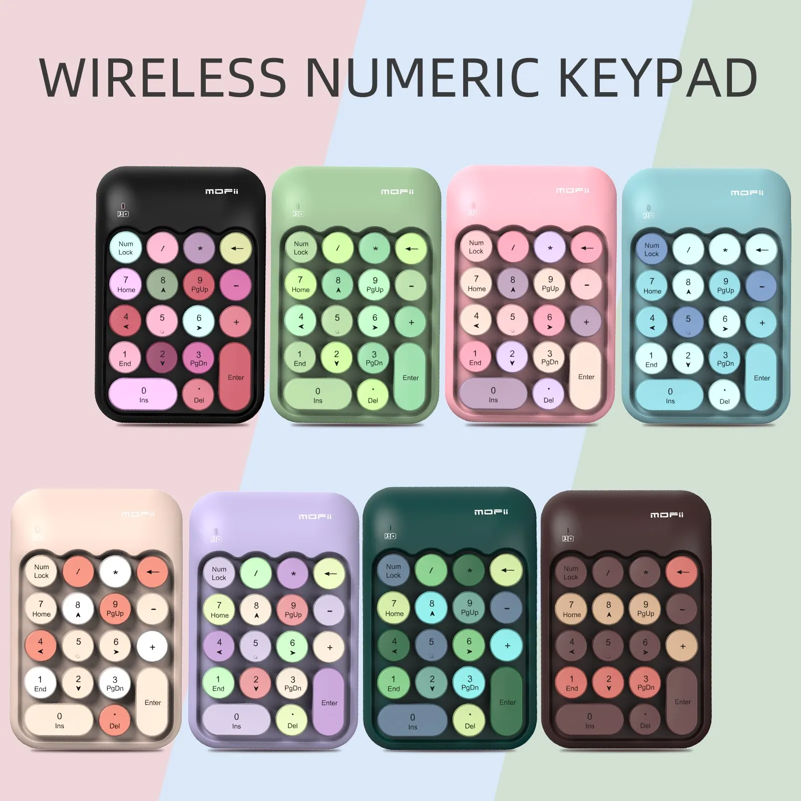 Tastiera Numerica Wireless Mofii, Mini Tastiera Numerica Portatile Retrò Colorata, Tastiera Esterna Wireless 2.4G Per Computer,Laptop