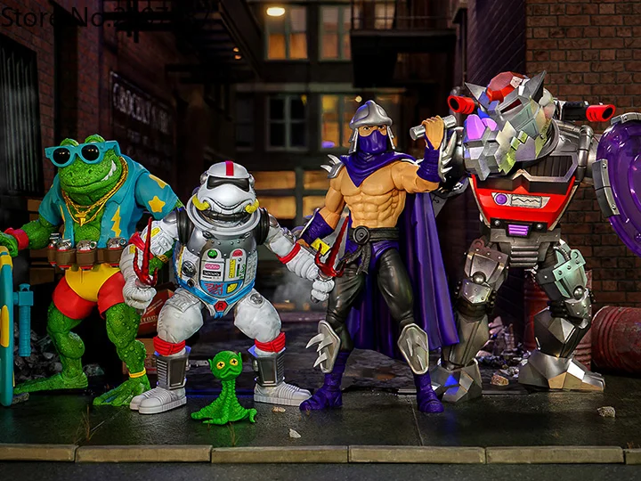 Super7 Teenage Mutant Ninja Turtles Robotic Rocksteady Space Cadet Raphael Gengis Frog Shredder Figure Modelli Anime Toys