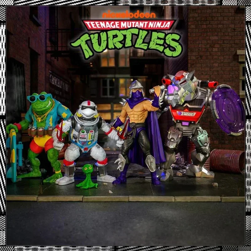 New Super7 Teenage Mutant Ninja Turtles Robotic Rocksteady Space Cadet Raphael Gengis Frog Shredder Figure Modelli Anime Toys