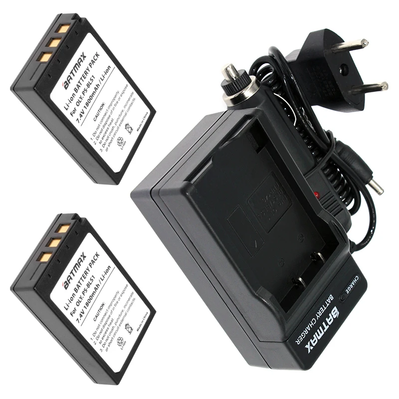 2 Pz Ps-Bls1 Bls-Bls1 Batteria E Caricabatteria Kit Per Olympus E-400, E-, E-, E-450, E-, E-620, Pen E-P1 E, E-P2, E-P3, E-Pl1, E-Pl3