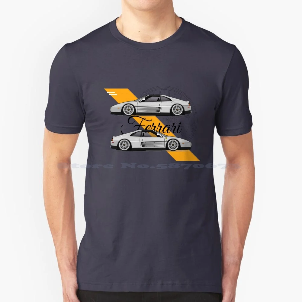 348 On Bbs Rs2 T Shirt 100% Cotone Tee Bbs 348 Testarossa Spider Ts Sportcar Racing Race Drifting Drift Ride Vehicle Bus Truck