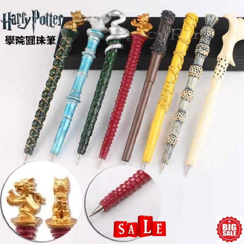Harri Potter Magic Pen Model Toy Hermione Voldemort Hogwart Gryffindor Slytherin Houses Emblem Pen Cosplay Party Toys