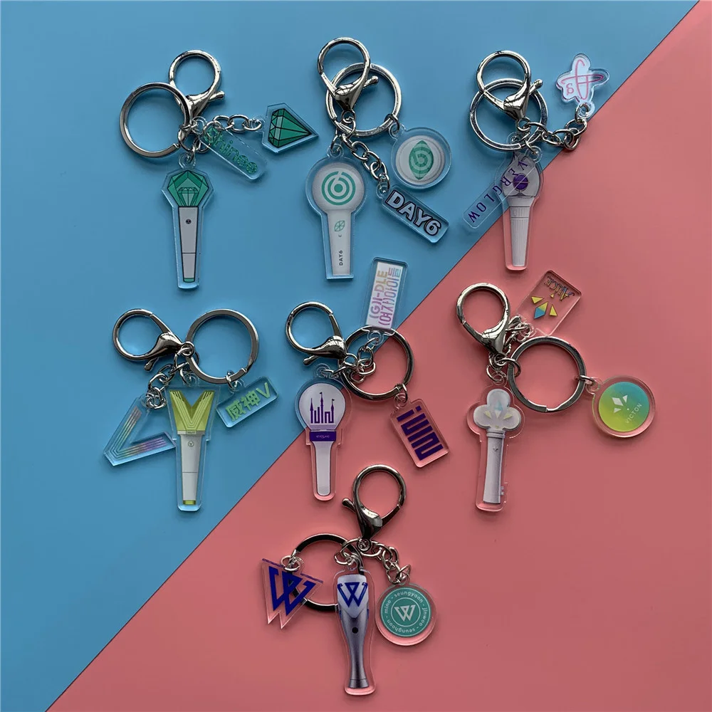 Kpop Lightstick Portachiavi G(I)Dle Wayv Day6 Everglow Shinee Winner Collezione Di Fan Con Ciondolo Trasparente In Acrilico