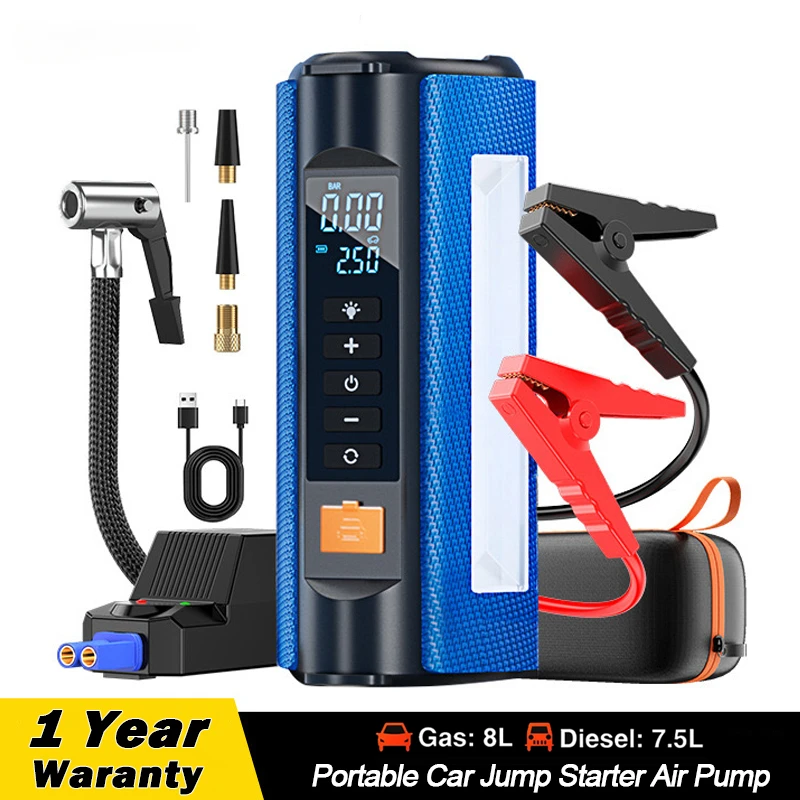 Buvaye Car Jump Starter Pompa Ad Aria 4 In 1 Compressore D'Aria Portatile Gonfiatore Per Pneumatici Auto Battery Starter Lighting Con Borsa In Eva