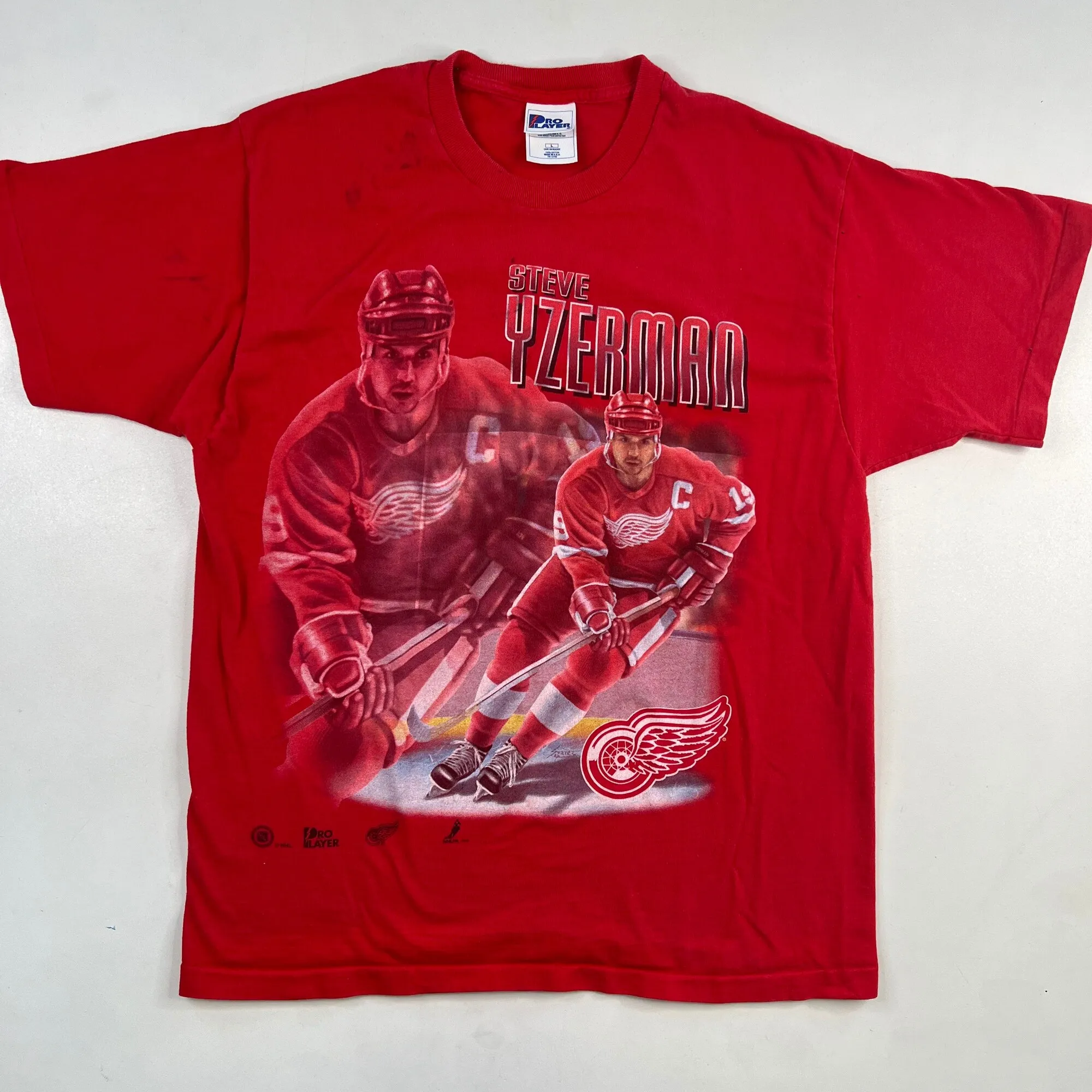 Maglietta Anni '90 Steve Yzerman Redwings Sz L Maniche Lunghe O Corte