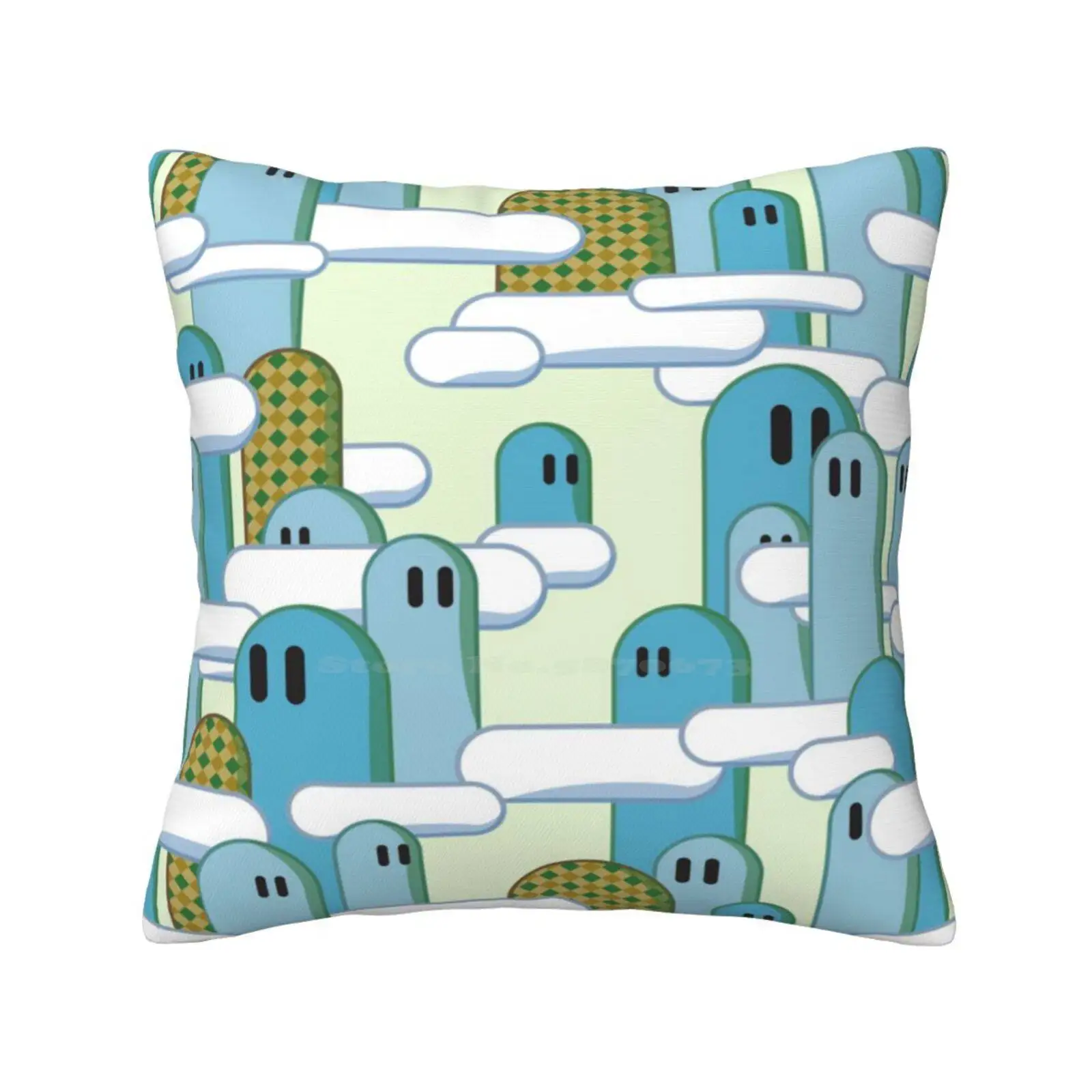 Way Cool Hills-Classic Videogioco Landscape Throw Cushion Pillow Cover Luigi Yoshi Bowser Peach Super World Super Bros Dinosaur