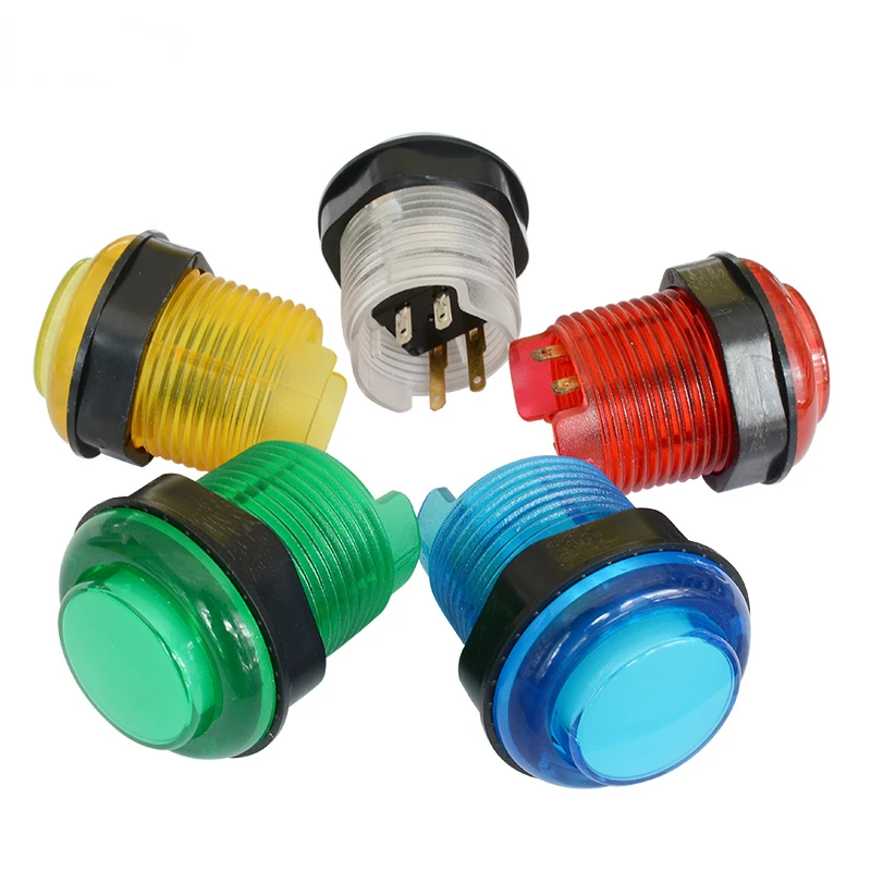10 Pcs28Mm 24Mm Led 5V/12V Pulsante Illuminato Interruttore Arcade Circolare Trasparente 4Pin Micro Interruttore Coin Coin Game Cabinet Fai Da Te