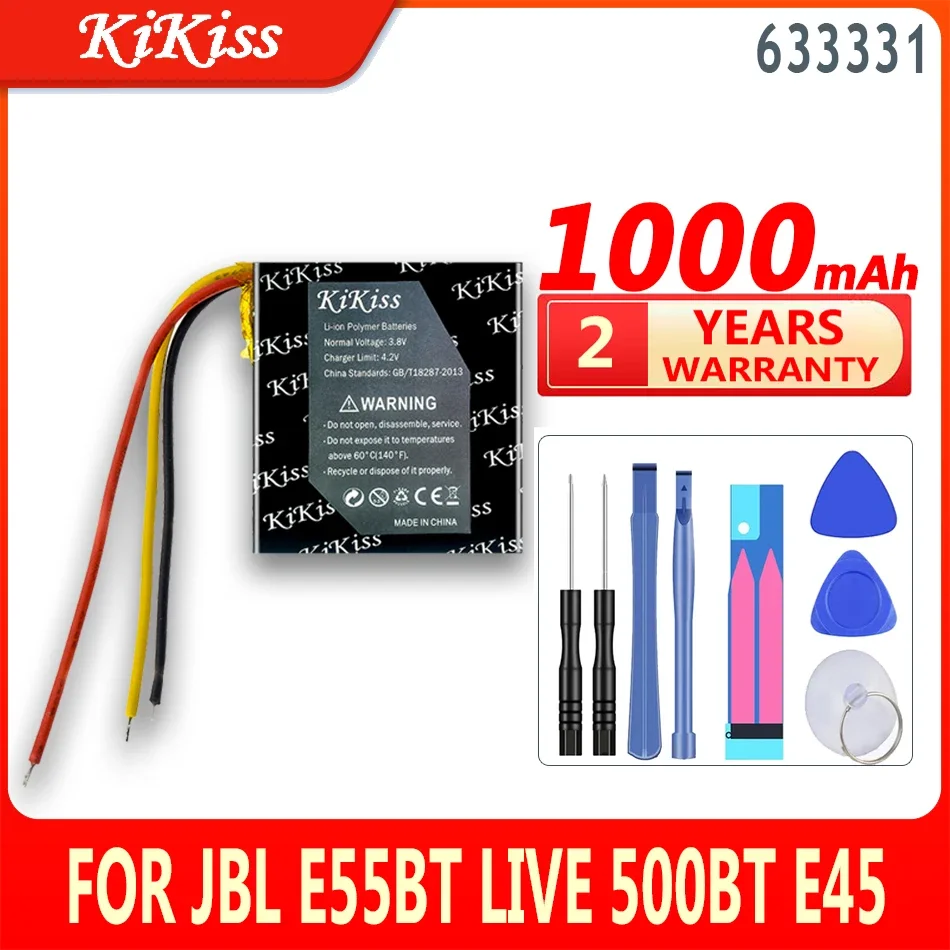 Batteria Kikiss 633331 (753030) 1000Mah Per Jbl Mp3 Mp4 Dvd E55Bt Live 500Bt E45 Dvr Registratore Di Guida Sostituire 633331