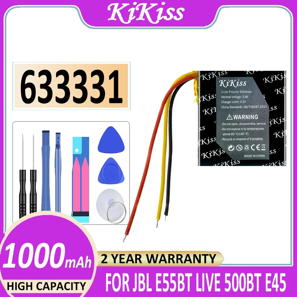 Batteria Kikiss 633331 (753030) 1000Mah Per Jbl Mp3 Mp4 Dvd E55Bt Live 500Bt E45 Dvr Registratore Di Guida Sostituire 633331
