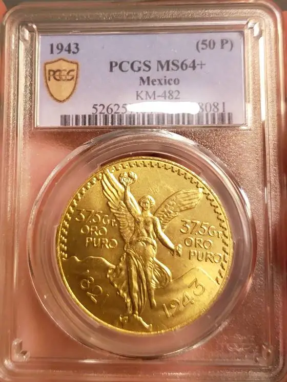 1943 Messico 50 Pesos Moneta D'Oro-Monete D'Argento Al Tungsteno Placcate Oro 24K Monete Da Collezione Sigillate Di Alta Qualità-Senza Magnetico