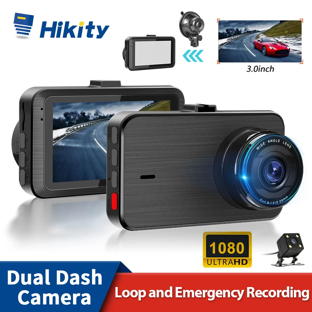 Hikity Car Dvr Camera Videoregistratore Vista Posteriore Dual Lens Hd Cycle Recording Videoregistratore A Specchio Dash Cam Pull Back Video