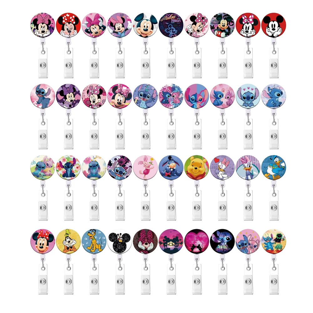 1Pc Disney Retrattile Badge Reel Clip Mickey Minnie Name Tag Card Badge Holder Reels Doctor Nurse Forniture Titolari Di Chiavi