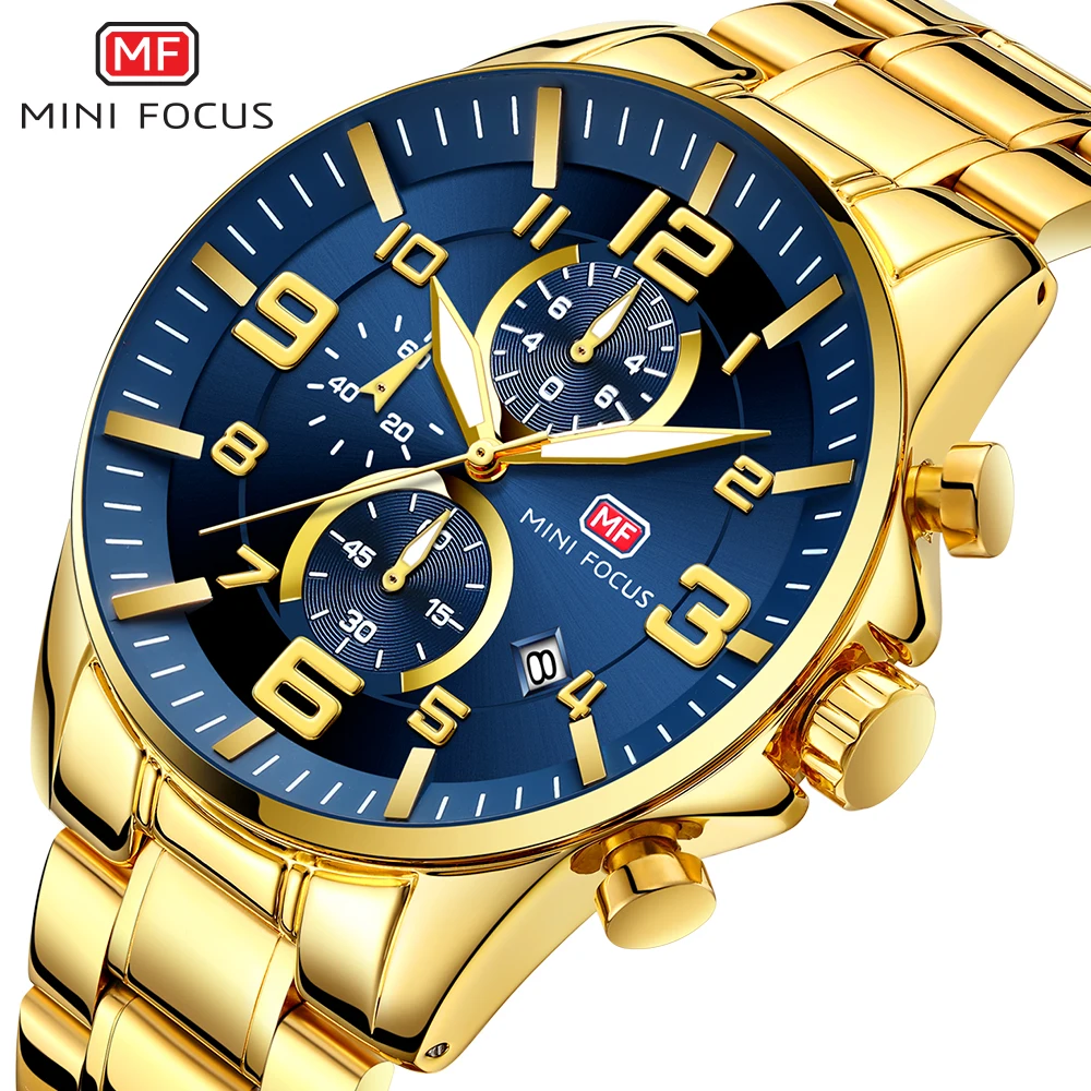 Mini Focus Royal Quartz Orologi Da Uomo Top Brand Luxury Waterproof Gold Waterproof Watch Cinturino In Acciaio Inossidabile Lancette Luminose 0278