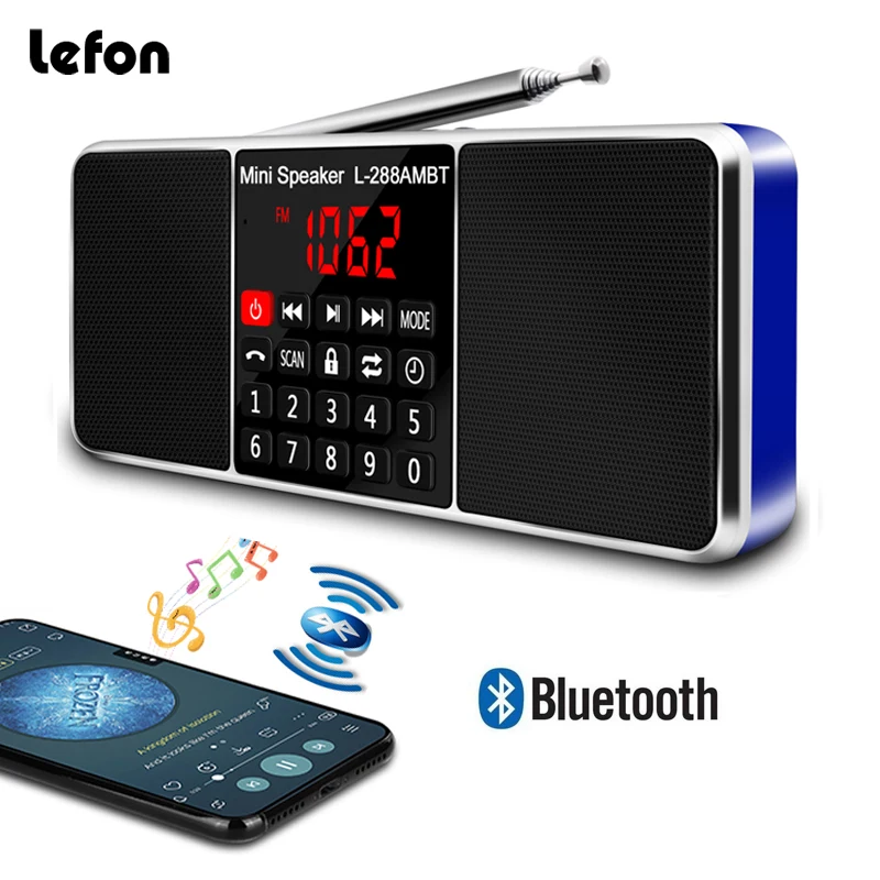 Lefon Portable Am Fm Radio Altoparlante Bluetooth Ricevitore Internet Stereo Supporto Radio Digitale Scheda Tf Disco Usb Aux Mp3 Ricaricabile