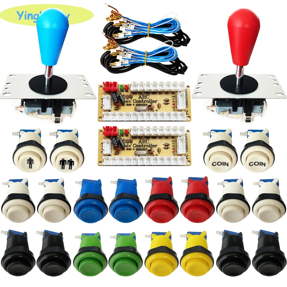 Kit 2 Giocatori Arcade Ritardo Zero Arcade Encoder Usb Arcade Stick Per Pc Raspberry Pi Arcade Cabinet Snk Capcom Pacman