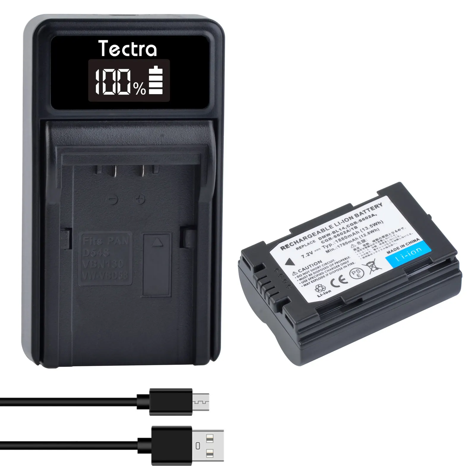 Cgr-S602 Batteria E Caricabatteria Per Panasonic Cgr-S602A Cgr-S603 Dmw-Bl14 Lumix Dmc-Dmc-L1 Dmc-Lc40 Dmc-Lc5 Leica Digilux 1