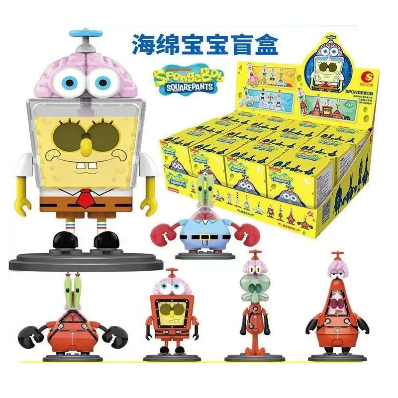 12 Pz Spongebob Squarepants Blind Box Decorazione Fine Qitan Abbigliamento Serie Mano Lego Spongebob Building Block Giocattoli Per Bambini