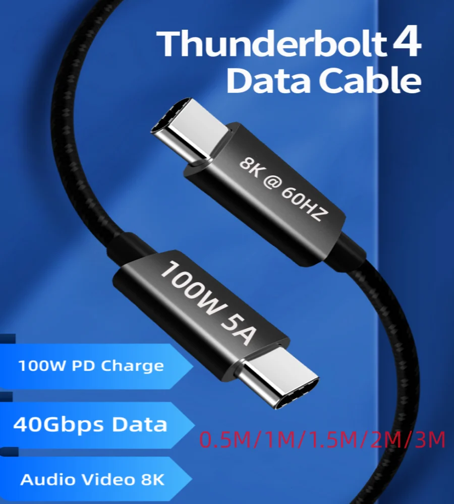 Usb-If Thunderbolt 4 Cavo 2M Thunderbolt 40Gb Trasferimento Dati 100W Ricarica Di Alimentazione Compatibile Thunderbolt 3 Display Apple Studio