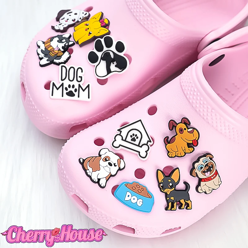 1 Pz Cute Dogs Croc Charms Dog Mom Shoe Charms Accessori Husky Shoe Decorations Chihuahua Pins For Croc Bulldog Clog Jeans