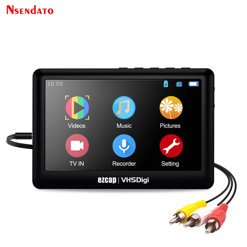 Ezcap180 Registratore Av Video Audio Capture Box Convertitore Analogico-Digitale Per Hi8 Vhs Videocamera Vcr Dvd Tf Card U Disk 4.3 Pollici