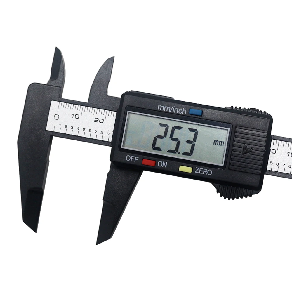 Elettronico Vernier Caliper 150 Millimetri 6 ''Lcd Digitale In Fibra Di Carbonio Compasso A Nonio Micrometro