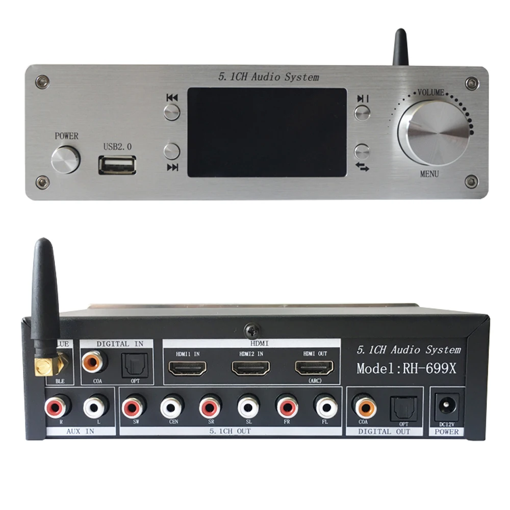 Audio Decoder U Disco Bluetooth 5.0 Fibra Coassiale 5.1 Canali Hdmi Audio Splitter Dts Dolby Decoder Con Telecomando Rh-699X