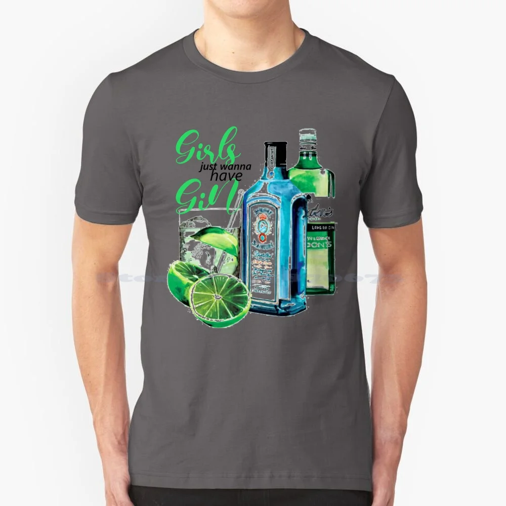 Girls Just Wanna Have Gin T Shirt 100% Cotton Tee Hen Party Bridesmaids Wedding Gin And Tonic Gin Lover Cocktails Summer Pool