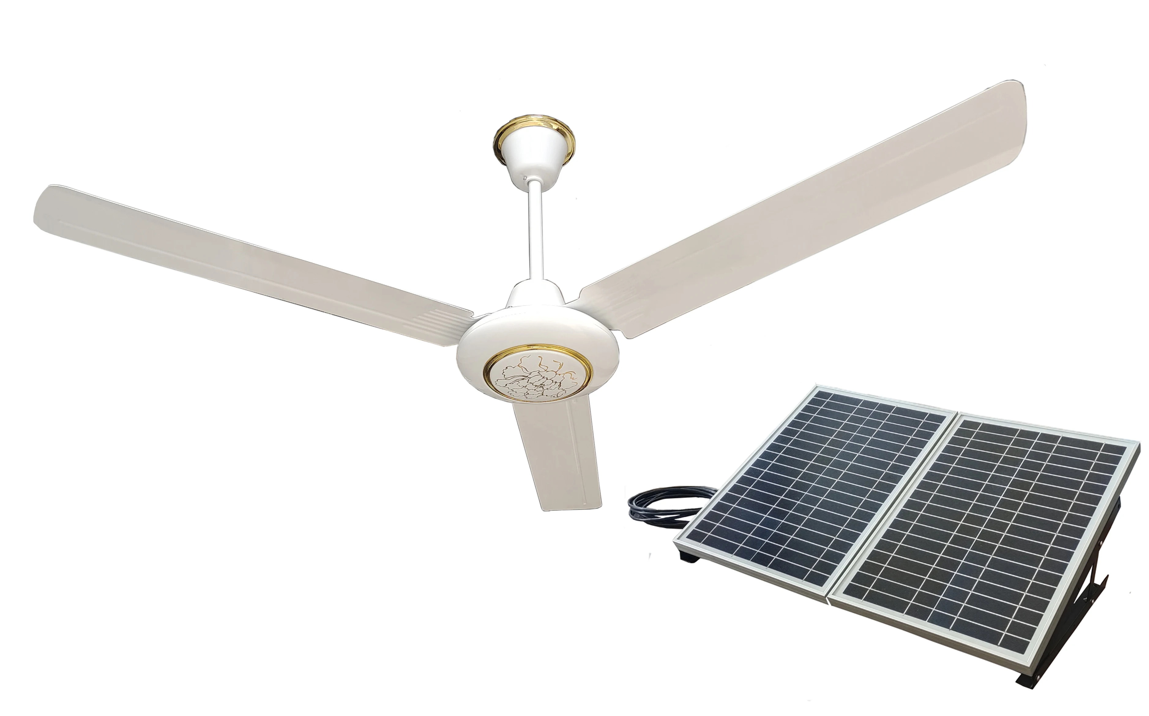 Ventilatore Da Soffitto Solare Da Esterno Da 56 "Per Summerhouse Camping Gazebo Shed Serra Veranda Balconi Veranda Garage Portico