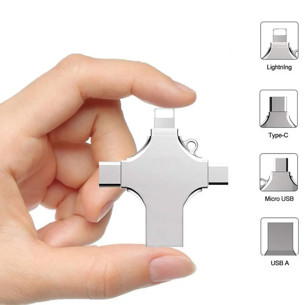 4 In 1 Type-C Otg Usb Flash Drive 16Gb 32Gb Pendrive 64Gb Usb Flash 128Gb 256 Gb Memory Stick Per Iphone E Pc Android 16Gb 256 Gb