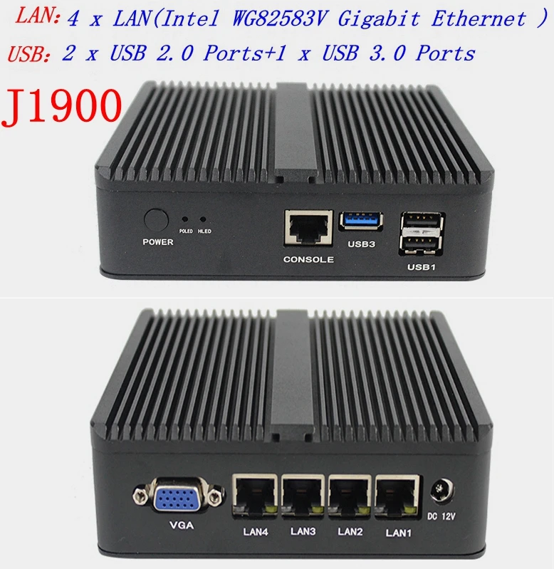 Nuc J1900 2.0Ghz Mini Pc Desktop Computer 4*1000M Lan Router Server Pfsense Firewall Linux Fanless Pc Mini Server
