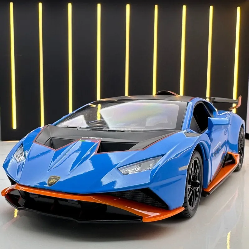 Lega 1:24 Lambo Huracan Sto Sport Car Model Diecast Toys Veicoli Sound And Light Voiture Miniature Decorazione Domestica Contemporanea