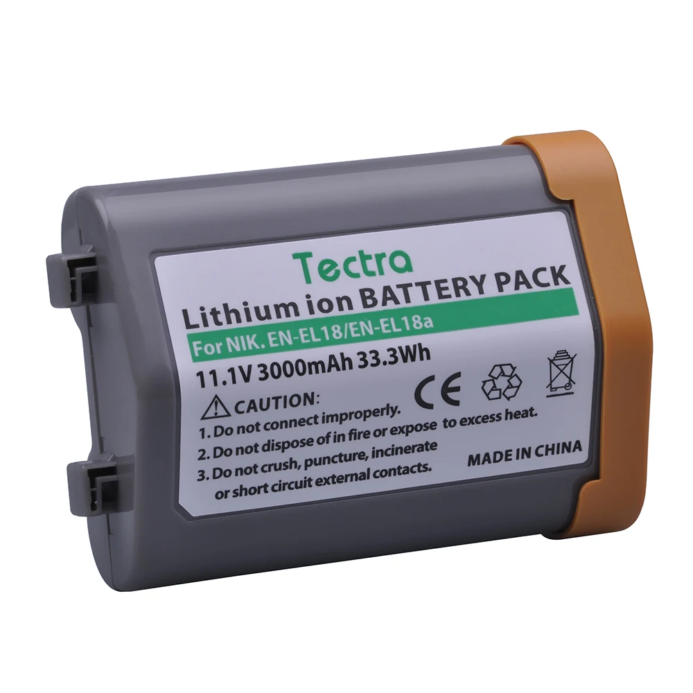 Tectra 3000Mah 1Pcs En-El18 En-El18A Batteria Per Nikon Enel18 Enel18A Batteria Mh26A Mh-26A Mh-26 Per Nikon D5 D4 D4S Macchina Fotografica