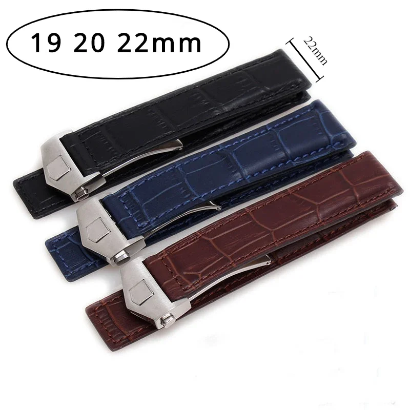 19 20 22Mm Accessori Per Orologi Cinturino In Pelle Per Tag Heuer Tag Heuer Carrera Bracciale Nero Marrone Blu Cintura Da Uomo In Pelle Bovina