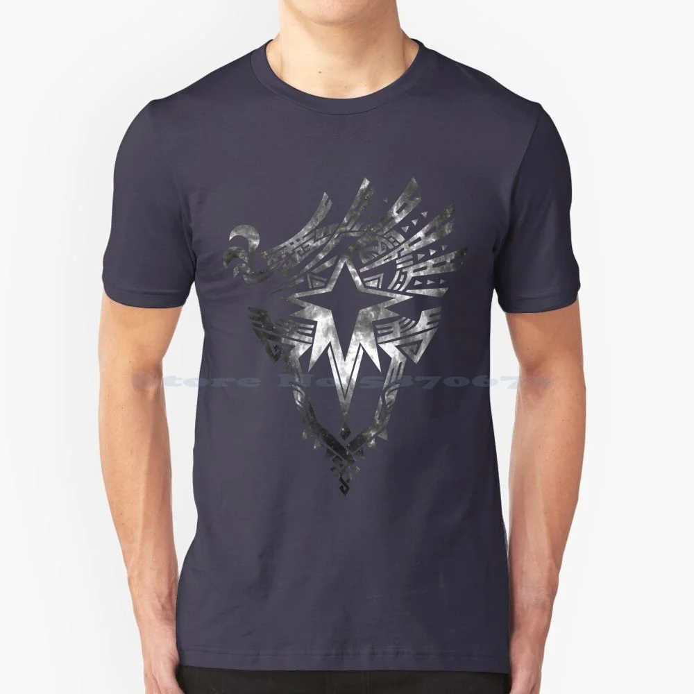 Monster Hunter World : Iceborne-Logo (Design Cromato) T Shirt 100% Cotone Tee Logo Galaxy Space Cosmos Mhw Iceborne Monster
