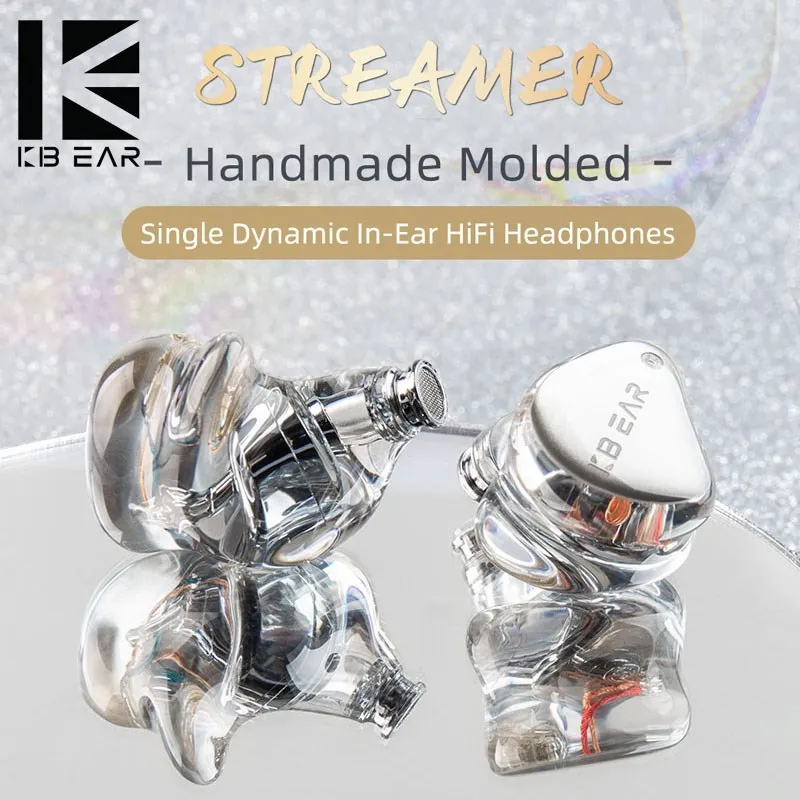 Kbear Streamer 2Pin Auricolari 3.5Mm Pek Diaframma Dd Ricevitore Musicale Sportivo Cuffie Hifi Cuffie Argento Cavo Sostituibile Iem